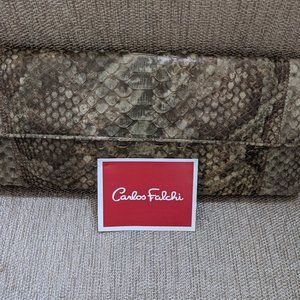 Carlos Falchi Trapazoid Clutch Phython NWT $875